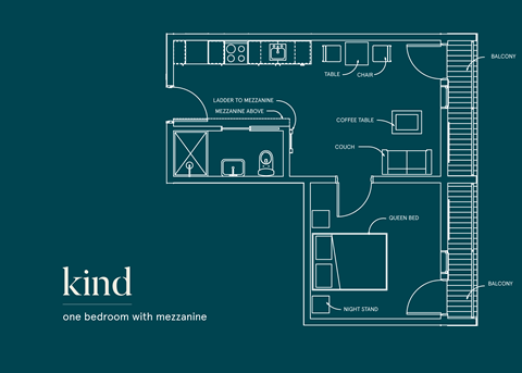 a floor plan of one bedroom with mezzanine